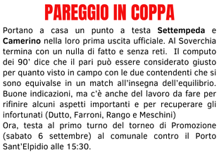 PAREGGIO IN COPPA PAREGGIO IN COPPA