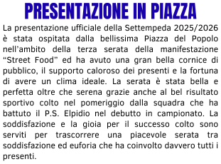 PRESENTAZIONE IN PIAZZA PRESENTAZIONE IN PIAZZA