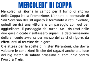 MERCOLEDI' DI COPPA MERCOLEDI' DI COPPA