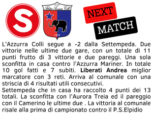 NEXT MATCH SETTEMPEDA A.A.COLLI NEXT MATCH SETTEMPEDA A.A.COLLI