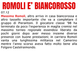 ROMOLI E' BIANCOROSSO