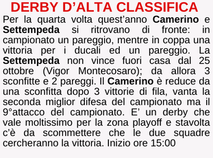 DERBY DALTA CLASSIFICA